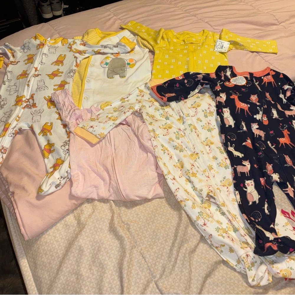 Lot Of 6 Carters Koala Baby Fleece Footed Pjs Pajamas Size6-9Months  Girls